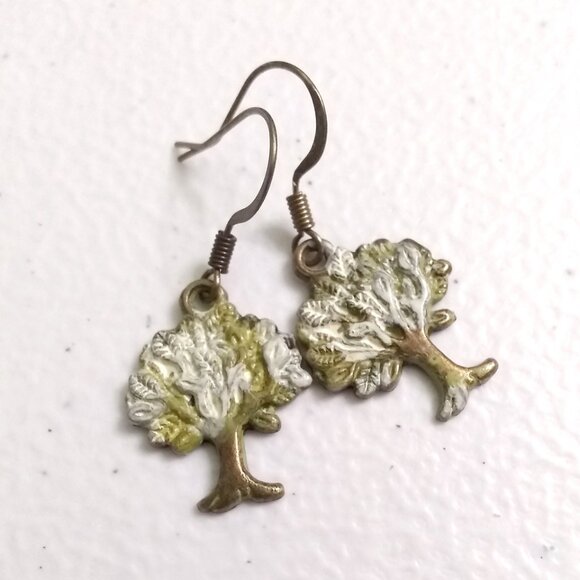 Tree of Life! Patina Painted Bronze Necklace & Earrings Set | Mossy Oak Colors - Picture 4 of 11